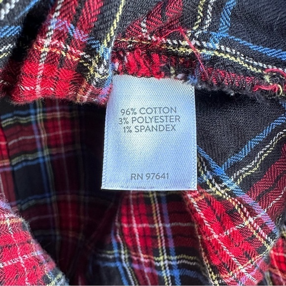 J. Jill Plaid Tie Front Button Up Shirt Red Black - Picture 11 of 12